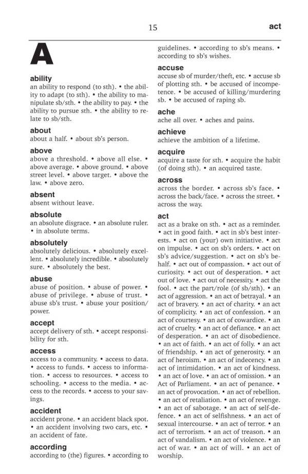 Sample page from Dictionary - A Dictionary of Essential Fluency Phrases - Page 1