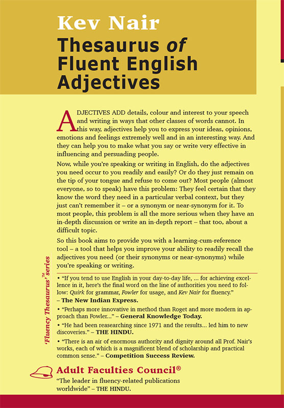 Back Cover - Thesaurus of Fluent English Adjectives